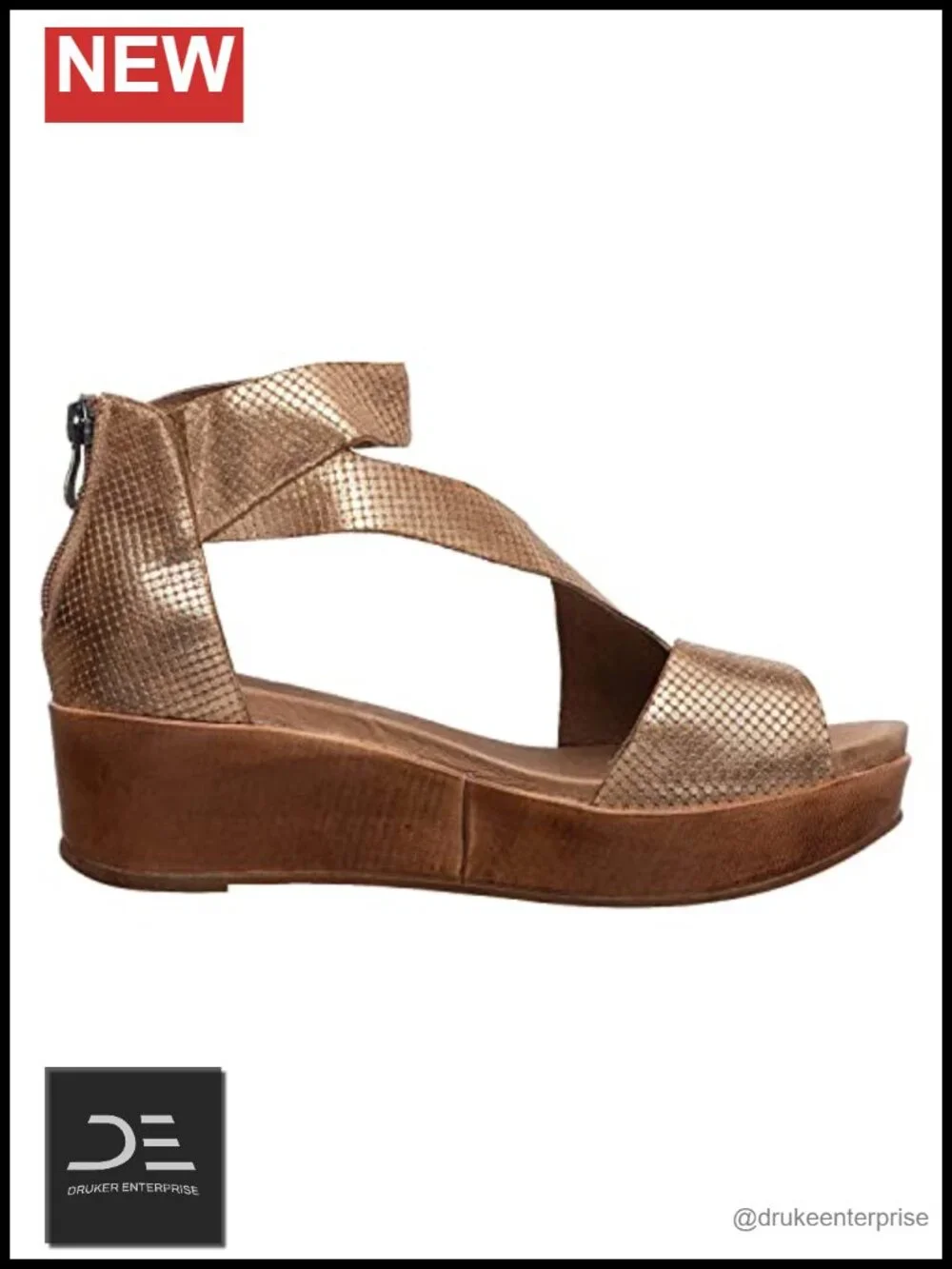 Antelope Heidi Mesh Wedge Platform Sandals Ankle Strap Zip Water Resistant
